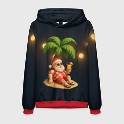 Мужская толстовка Санта чиллит под пальмой