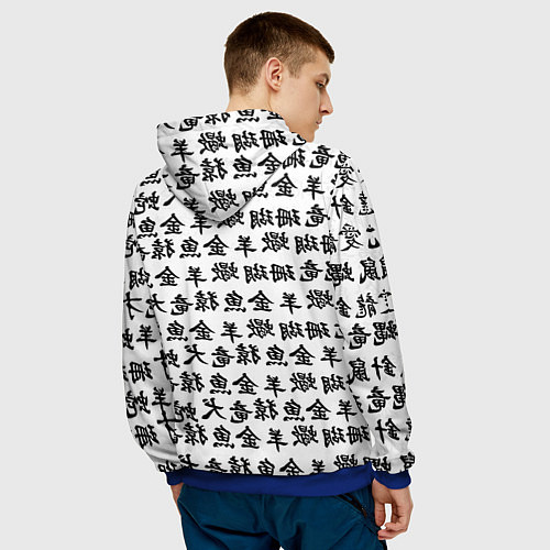 Мужская толстовка Реал Мадрид япония символы / 3D-Синий – фото 4