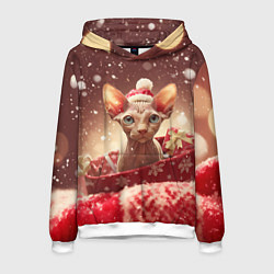 Мужская толстовка Сфинкс новогодняя кошка