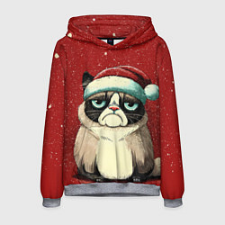 Мужская толстовка Грустный Новогодний мем котик