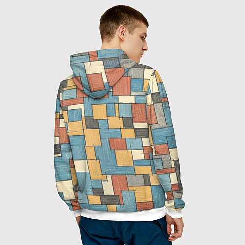 Мужская толстовка Конь и квадраты / 3D-Белый – фото 4