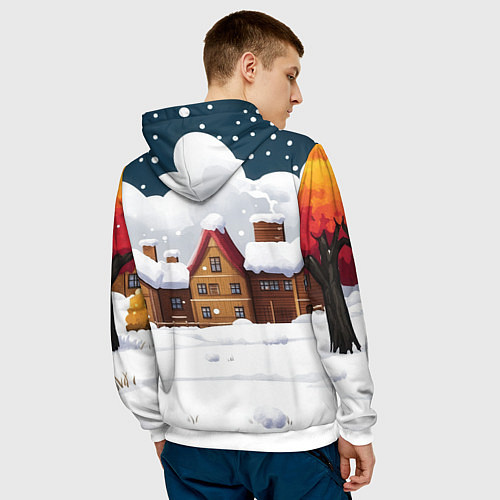 Мужская толстовка Новогодняя лошадка с мешком подарков / 3D-Белый – фото 4