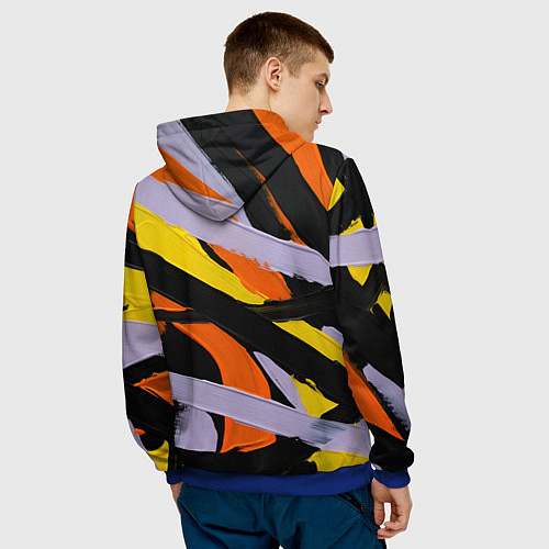 Мужская толстовка Полоски краски абстракция / 3D-Синий – фото 4