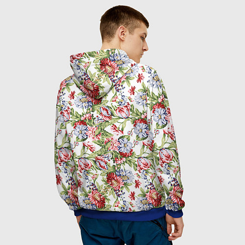 Мужская толстовка Цветы / 3D-Синий – фото 4