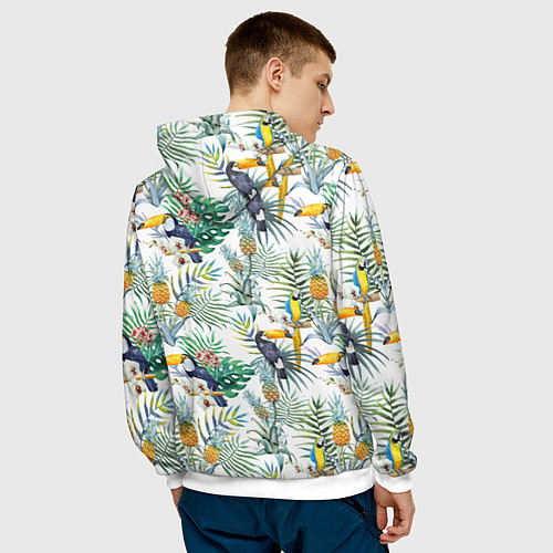 Мужская толстовка Летний попугай / 3D-Белый – фото 4