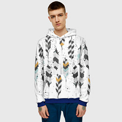 Толстовка-худи мужская Перья, цвет: 3D-синий — фото 2