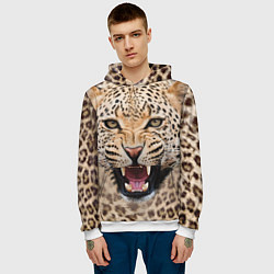 Толстовка-худи мужская Взгляд леопарда, цвет: 3D-белый — фото 2