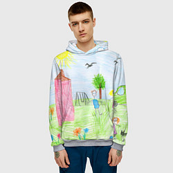 Толстовка-худи мужская Детские рисунки, цвет: 3D-меланж — фото 2