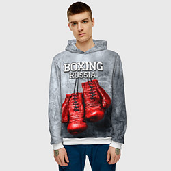 Толстовка-худи мужская Boxing Russia, цвет: 3D-белый — фото 2