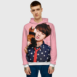 Толстовка-худи мужская BTS: Love Me, цвет: 3D-белый — фото 2