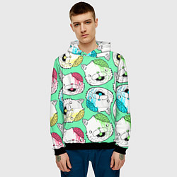 Толстовка-худи мужская Drop Dead: Kitty Heads, цвет: 3D-черный — фото 2