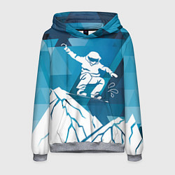 Толстовка-худи мужская Горы и сноубордист, цвет: 3D-меланж