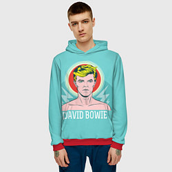 Толстовка-худи мужская David Bowie: pop-art, цвет: 3D-красный — фото 2