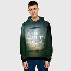Толстовка-худи мужская I still want to believe, цвет: 3D-черный — фото 2
