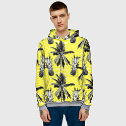 Толстовка-худи мужская Ананасы 18, цвет: 3D-меланж — фото 2