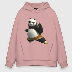 Толстовка оверсайз мужская Кунг фу Панда, цвет: пыльно-розовый