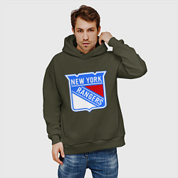 Толстовка оверсайз мужская New York Rangers, цвет: хаки — фото 2