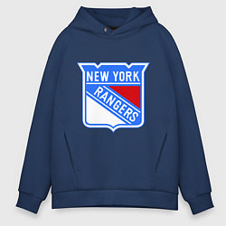 Толстовка оверсайз мужская New York Rangers, цвет: тёмно-синий