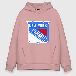 Толстовка оверсайз мужская New York Rangers, цвет: пыльно-розовый
