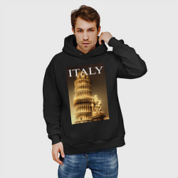 Толстовка оверсайз мужская Leaning tower of Pisa, цвет: черный — фото 2