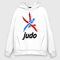 Толстовка оверсайз мужская Judo Emblem, цвет: белый