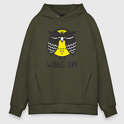 Мужское худи оверсайз Owl: Wake up!