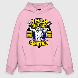 Толстовка оверсайз мужская Never Give Up: Cenation, цвет: светло-розовый