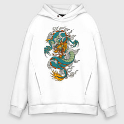 Толстовка оверсайз мужская Дракон, цвет: белый