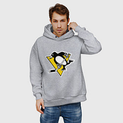 Толстовка оверсайз мужская Pittsburgh Penguins, цвет: меланж — фото 2