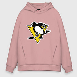 Толстовка оверсайз мужская Pittsburgh Penguins, цвет: пыльно-розовый