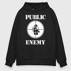 Толстовка оверсайз мужская Public Enemy, цвет: черный