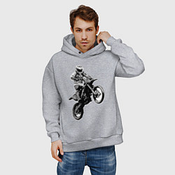 Толстовка оверсайз мужская Мотокросс, цвет: меланж — фото 2