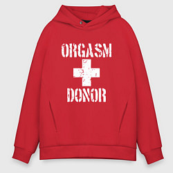 Толстовка оверсайз мужская Orgasm + donor, цвет: красный
