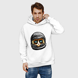 Толстовка оверсайз мужская Кот космонавт, цвет: белый — фото 2