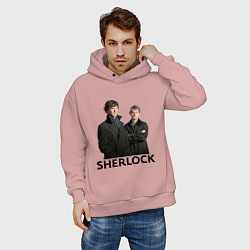 Толстовка оверсайз мужская Sherlock, цвет: пыльно-розовый — фото 2