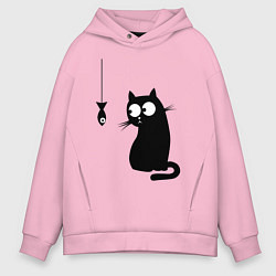 Мужское худи оверсайз Кот и рыба