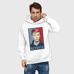 Толстовка оверсайз мужская Bowie Poster, цвет: белый — фото 2