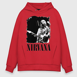 Толстовка оверсайз мужская Black Nirvana, цвет: красный