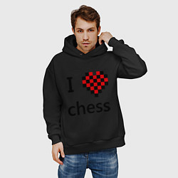 Толстовка оверсайз мужская I love chess, цвет: черный — фото 2