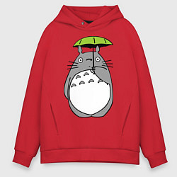 Толстовка оверсайз мужская Totoro с зонтом, цвет: красный