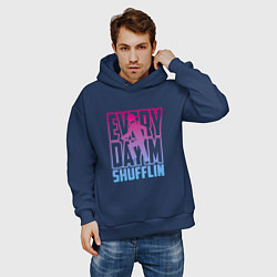 Толстовка оверсайз мужская Everyday I'm shuffling, цвет: тёмно-синий — фото 2