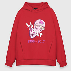 Толстовка оверсайз мужская Lil Peep: 1996-2017, цвет: красный