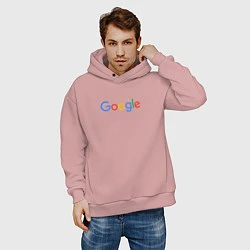 Толстовка оверсайз мужская Google, цвет: пыльно-розовый — фото 2