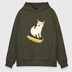 Мужское худи оверсайз Cat no banana meme