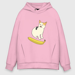 Мужское худи оверсайз Cat no banana meme
