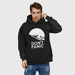 Толстовка оверсайз мужская Elon: Don't Panic, цвет: черный — фото 2