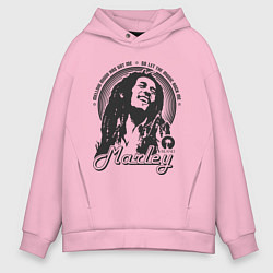 Толстовка оверсайз мужская Bob Marley: Island, цвет: светло-розовый