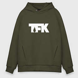 Толстовка оверсайз мужская TFK: White Logo, цвет: хаки