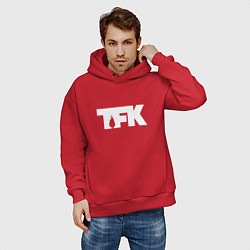 Толстовка оверсайз мужская TFK: White Logo, цвет: красный — фото 2