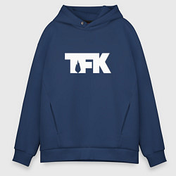 Толстовка оверсайз мужская TFK: White Logo, цвет: тёмно-синий